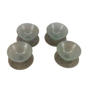 Tupperware Impressions Frosted Sheer Blue Dessert Bowls Set of 4 Footed 754-32
